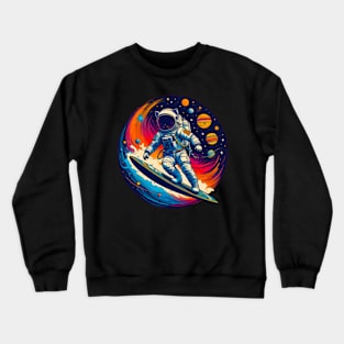 Cat Surfing a in Universe - For Space Astronaut Cat Crewneck Sweatshirt